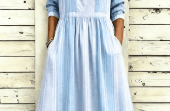 Noracora – Women Striped Spring/Fall Dress Crew Neck Three Quarter Sleeve A-Line Dress