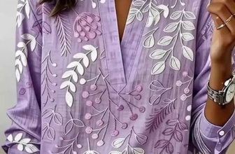 JustFashion – Women Floral V Neck Long Sleeve Blouse Printing Vintage Daily Spring/Fall Top