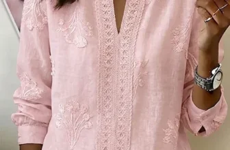 JustFashion – Women Floral V Neck Long Sleeve Blouse Printing Vintage Daily Spring/Fall Top