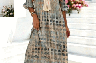 Noracora – Women Tie Dye Summer Dress V Neck Half Sleeve H-Line Dress
