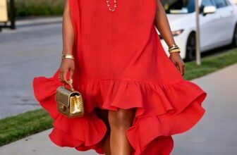 Stylewe – Elegant Solid Relaxed V Neck Midi Dress