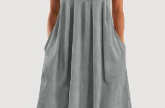 JustFashion – Women Plain Sleeveless V Neck Dress Daily Vintage Maxi A-Line Summer Dress