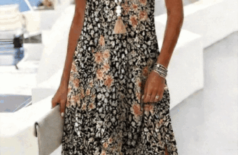 Noracora – Women Floral Summer Dress V Neck Sleeveless Tank A-Line Dress