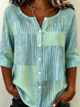 JustFashion – Women Striped Crew Neck Half Sleeve Shirt Printing Casual Daily Summer Top