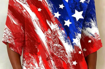Noracora – Crew Neck Half Sleeve Independence Day (Flag) Printing Regular Micro-Elasticity Regular Fit Blouse For Women