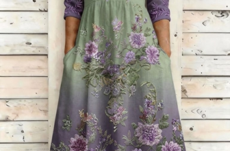 JustFashion – Women Floral Half Sleeve Crew Neck Dress Daily Vintage Maxi H-Line Summer Dress