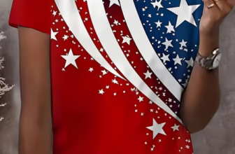 JustFashion – Women Independence Day (Flag) Short Sleeve Tee T-shirt Crew Neck Printing Casual Graphic Tee Summer Top