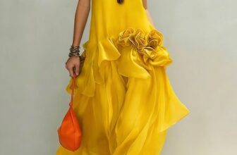 Stylewe – Elegant Plain 3D Floral Crew Neck Maxi Dress