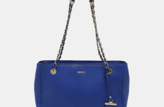 The luxury closet – DKNY Blue Leather Chain Zip Tote