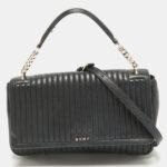 The luxury closet – DKNY Black Pinstripe Quilted Leather Gansevoort Top Handle Bag