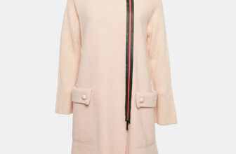 The luxury closet – Emporio Armani Pink Virgin Wool Knit Zip-Up Coat S