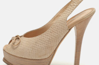 The luxury closet – Fendi Light Beige Python Embossed Leather Fendista Platform Pumps Size 37.5