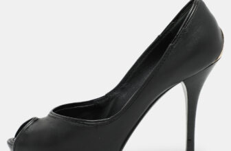 The luxury closet – Louis Vuitton Black Leather Peep Toe Pumps Size 38