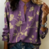 JustFashion – Women Abstract Three Quarter Sleeve Tee T-shirt V Neck Printing Casual Graphic Tee Spring/Fall Top