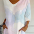 Noracora – Women Floral Spring/Fall Dress V Neck Three Quarter Sleeve A-Line Dress